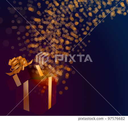 Christmas Sparkling Gift On Dark Blue Background Christmas Sparkling Gift On Dark Blue Background 97576682