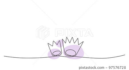 Decoration continuous line hand drawing element crown for wedding photo book, invitations. Vector stock illustration minimalism design isolated on white background. Editable stroke single line. EPS10 Decoration continuous line hand drawing element crown for wedding photo book, invitations. Vector stock illustration minimalism design isolated on white background. Editable stroke single line. EPS10 97576728