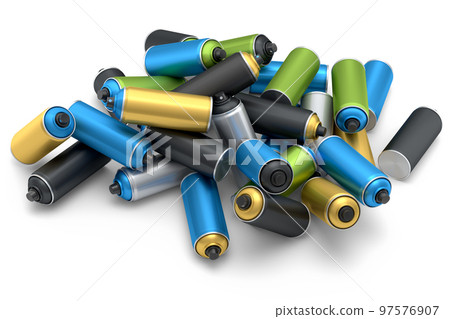 Lots of flying spray paint cans on white background. Spray bottle and dispenser Lots of flying spray paint cans on white background. Spray bottle and dispenser 97576907