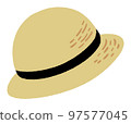 illustration of straw hat with black ribbon 97577045