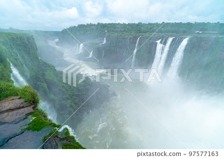 the largest system of waterfalls on Earth Iguazu view from a helicopter 97577163