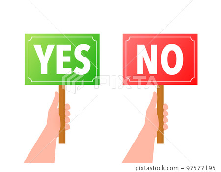 Yes and No button. Approved and Rejected. Yes no in speech bubble. Check marks. Yes and No button. Approved and Rejected. Yes no in speech bubble. Check marks. 97577195