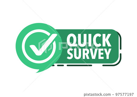 Quick survey. Badge icon. Check list and stopwatch. Exam application. Quick survey sign. 97577197