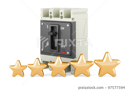 Customer rating of circuit breakers concept. 3D rendering Customer rating of circuit breakers concept. 3D rendering 97577394