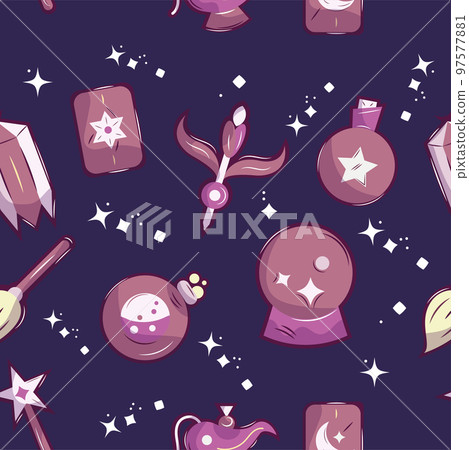 Seamless pattern background with magic icons Vector Seamless pattern background with magic icons Vector 97577881