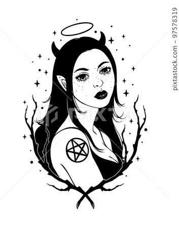 Demon girl with horns Demon girl with horns 97578319