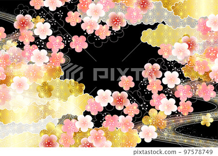 梅花日本圖案春天背景 梅花日本圖案春天背景 97578749