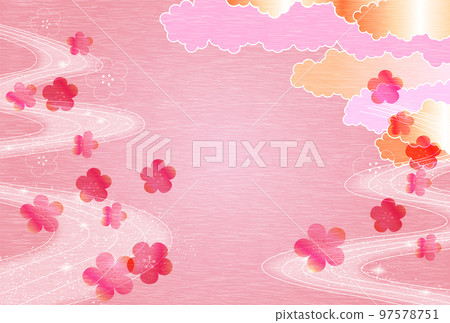 Plum Japanese pattern spring background 97578751
