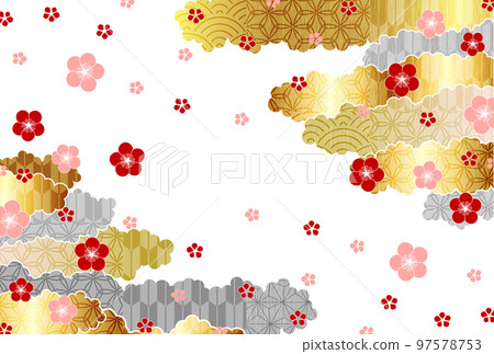 Plum Japanese pattern spring background 97578753