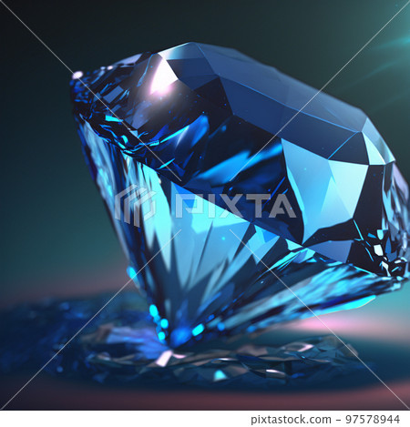 寶石藍寶石昂貴的鑽石礦石藍色 97578944
