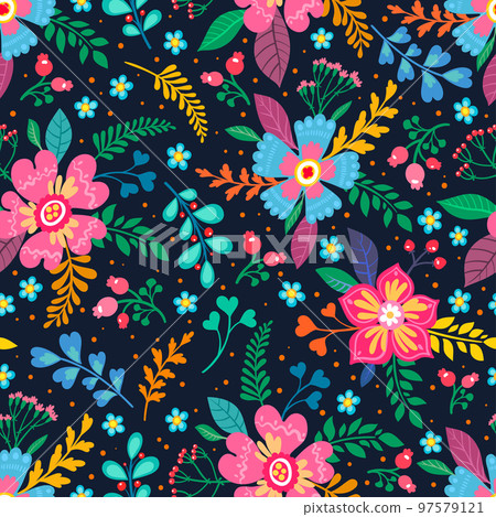 Seamless bright color flowers Seamless bright color flowers 97579121