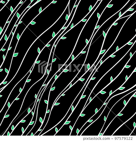 Seamless line pattern with green leaves Seamless line pattern with green leaves 97579122
