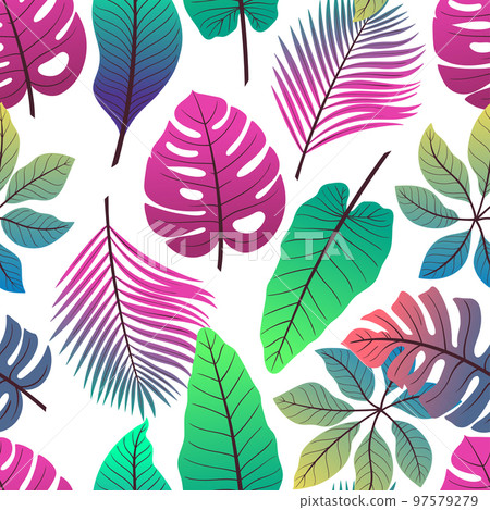 seamless colorful tropical leaves 97579279