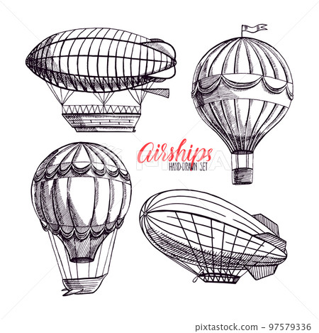 set of vintage airships set of vintage airships 97579336