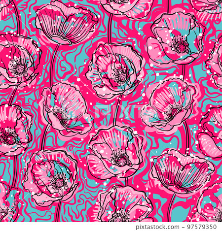 seamless abstract poppies seamless abstract poppies 97579350