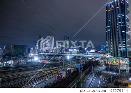 [Aichi Prefecture] Night view of buildings around Sasashima Live Station and towards Nagoya Station 97579544