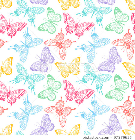 seamless sketch multicolored butterflies seamless sketch multicolored butterflies 97579635