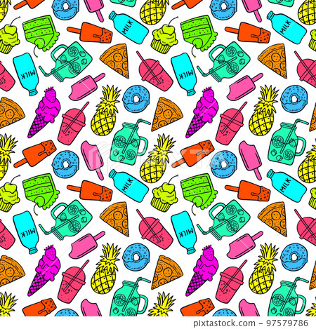 seamless bright doodle food seamless bright doodle food 97579786