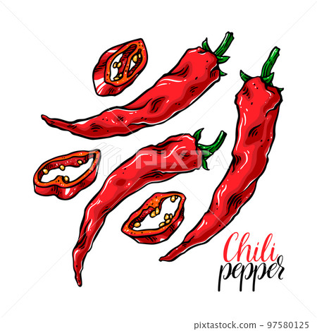set of chili peppers 97580125