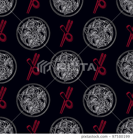 seamless background of sketch tom yum 97580199