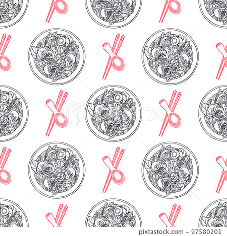seamless background of sketch tom yum seamless background of sketch tom yum 97580201