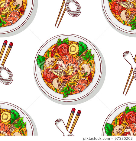seamless background of tom yum kung seamless background of tom yum kung 97580202