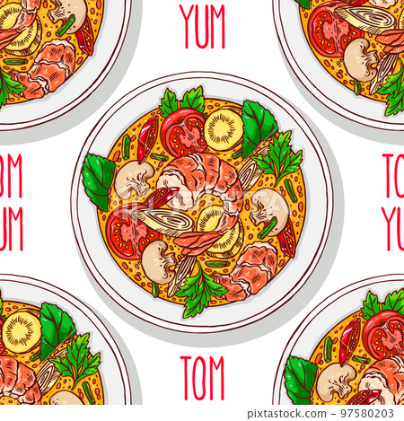 seamless background of tom yum kung seamless background of tom yum kung 97580203