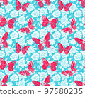 seamless roses and butterflies 97580235