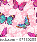 seamless roses and butterflies 97580255
