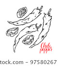set of chili peppers 97580267