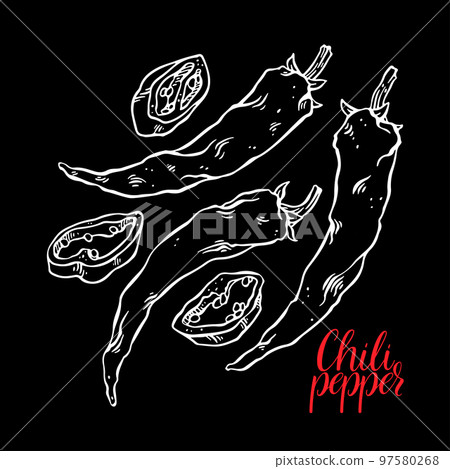 set of chili peppers 97580268