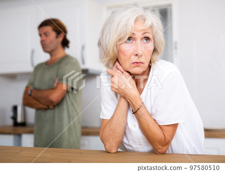 Mature wife dont speaking after discord with husband behind 97580510