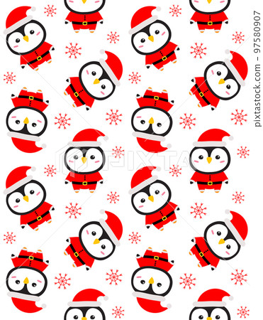 Vector seamless pattern of penguin in Santa Claus Vector seamless pattern of penguin in Santa Claus 97580907