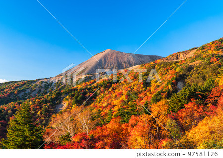 《福島縣》秋天的天狗庭園・秋天的萬代東天際線《紅葉盛開》 97581126