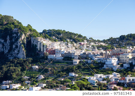 Touristic Town on Capri Island in Bay of Naples, Italy. Touristic Town on Capri Island in Bay of Naples, Italy. 97581343