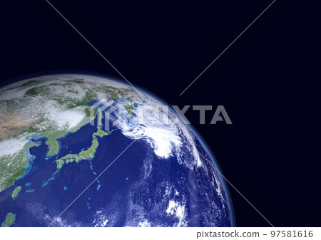 地球，日本列島，特寫，複製空間，背景中沒有星星（3DCG 圖像） 97581616