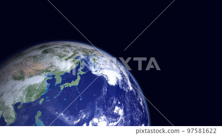 Earth Japan wide size copy space no stars in the background (3DCG image) 97581622