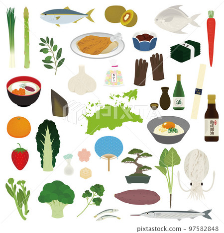 Illustration of special products of Kagawa prefecture 97582848