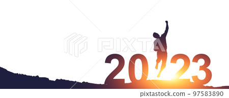 Happy New Year Background. Successful jump to the year 2023. 97583890