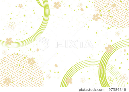 New Year's background illustration. A beautiful background with Japanese patterns. 97584846