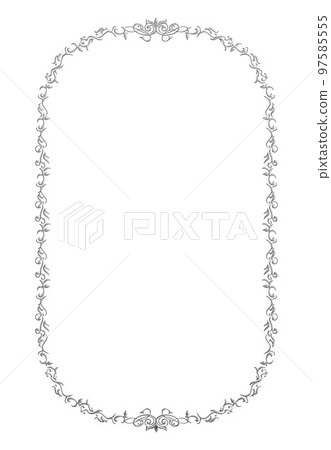Rectangular oriental frame. Antique, vintage silver metallic. decorative ruled ornament Rectangular oriental frame. Antique, vintage silver metallic. decorative ruled ornament 97585555