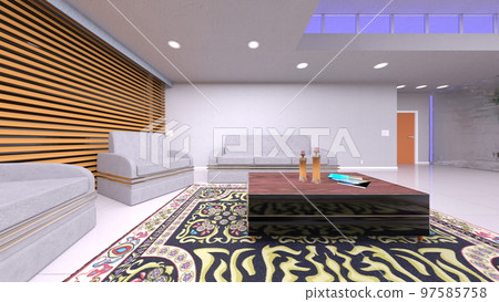 Living room with night view Living room with night view 97585758