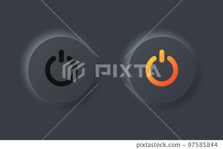 On and off buttons in flat style. Toggle switch vector illustration on isolated background. Shutdown sign business concept. 97585844