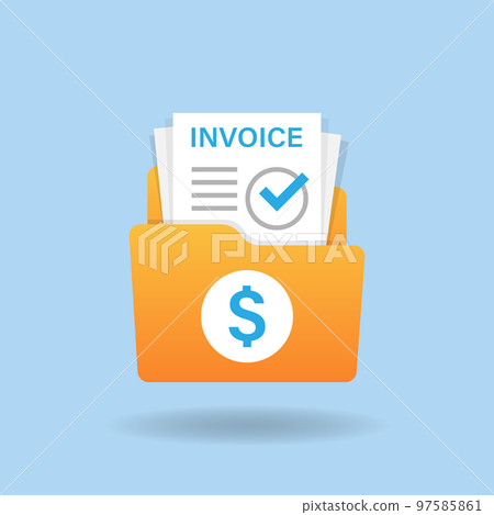 Invoice document with folder icon in flat style. Transaction document vector illustration on isolated background. Tax form sign business concept. 97585861