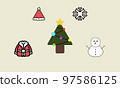 Cute Christmas Illustration & Isolated on yellow Background. Santa Claus, snowman, snowflakes, Christmas tree. Print Ideal for fabric, wrapping paper, textile, poster, banner, card, New Year's design Cute Christmas Illustration & Isolated on yellow Background. Santa Claus, snowman, snowflakes, Christmas tree. Print Ideal for fabric, wrapping paper, textile, poster, banner, card, New Year's design 97586125
