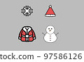 Cute Christmas Illustration & Isolated on gray Background. Santa Claus, snowman, snowflakes. Print Ideal for fabric, wrapping paper, textile, poster, banner, card, scrapbooking and New Year's design. Cute Christmas Illustration & Isolated on gray Background. Santa Claus, snowman, snowflakes. Print Ideal for fabric, wrapping paper, textile, poster, banner, card, scrapbooking and New Year's design. 97586126