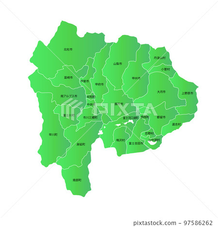 Yamanashi prefecture and municipalities map 97586262