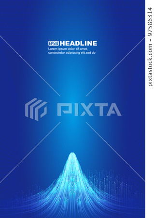 藍色科技粒子線條發光彙聚在網絡空間裏 97586314