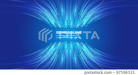 對稱彎曲延伸向遠方的藍色科技線條 97586315