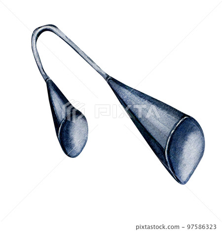 Agogo percussion musical instrument watercolor illustration isolated. Agogo percussion musical instrument watercolor illustration isolated. 97586323